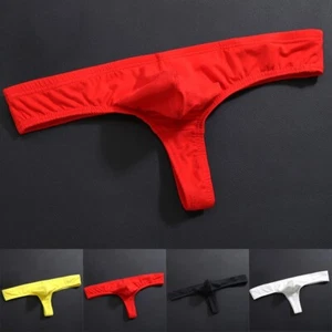 Men's Sexy Cotton Thong Underwear Low Rise Stretch G String T Back Briefs - Picture 1 of 7
