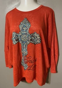 BEAUTIFUL SOUTHERN GRACE BLOUSE - SIZE M/L - GOD IS LOVE - CROSS - Picture 1 of 3