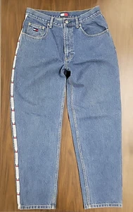 VTG Tommy Hilfiger Denim Jeans - Logo Spellout Side Trim & Patch Y2K - 30 x 31 - Picture 1 of 23