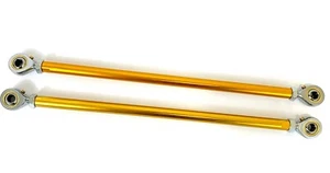 GO KART A PAIR OF M8 x 275 GOLD ALLOY TRACK RODS & ROD ENDS  - TKM ROTAX - Picture 1 of 8