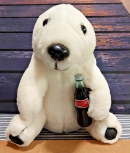 Coca-Cola Brand Plush Polar Bear Stuffed Animal With Coca Cola Bottle - Picture 1 of 5