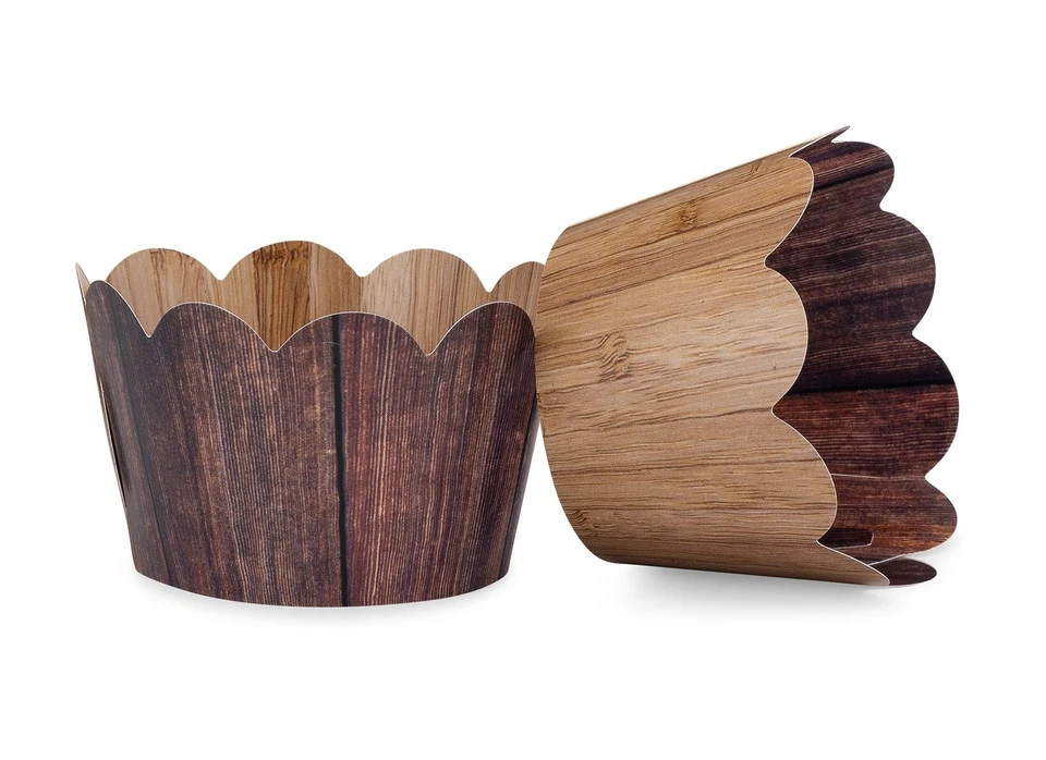 Envolvedores de cupcakes de grano de madera para bodas rústicas, nacimiento de vaquero/vaquera occidental... Foto 1 de 4