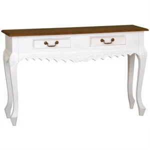 STEWART SOFA TABLE CONSOLE TABLE HALL TABLE SOLID MAHOGANY WHITE/CARAMEL - Picture 1 of 1