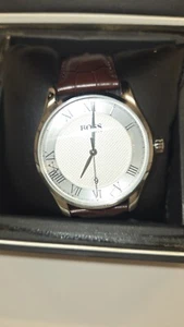 Hugo Boss Men's 1513646 Quartz White Dial Brown Leather Strap Slim Watch - Picture 1 of 8