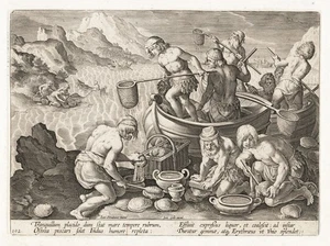 Ostras caza de ostras captura ostras Stradanus Venationes Ferarum grabado 1578 - Imagen 1 de 1