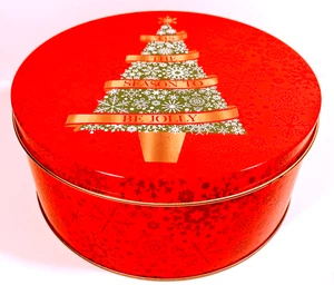 6" Round Metal Christmas Tin - Tis The Season To Be Jolly - Picture 1 of 2