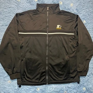 VINTAGE Starter Full Zip Pullover Größe Medium Herren Y2K schwarz Streifen Logo - Bild 1 von 12