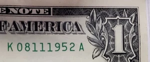 1 $ Schein ausgefallene Seriennummer Geburtsdatum 08.11.1952 MMDDYYYY - K 08111952 A - Bild 1 von 3