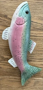 "Pez trucha arco iris vintage tallado y pintado a mano 10""" - Imagen 1 de 4
