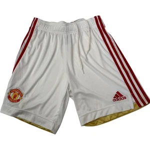 ADIDAS Football Shorts Manchester United AEROREADY White Mens Small - Picture 1 of 6