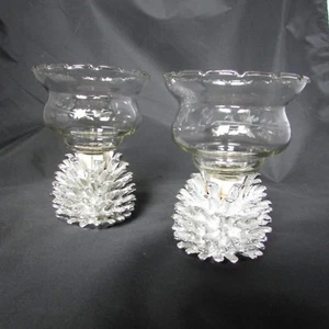 2 HOMCO Home Interiors Wheat Fern Etched Crimped Edge Votive Cup Candle Holder - Picture 1 of 7