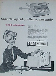 PUBLICITE IBM ELECTRIQUE MACHINE A ECRIRE SIGNE COURONNE DE 1959 FRENCH AD PUB - Picture 1 of 1