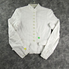 Crazy Horse Liz Claiborne Womens Shirt Small White Button Up Long Sleeve Crop*