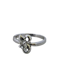Vintage Ring silberfarben Blatt mit Strass - Bild 1 von 4