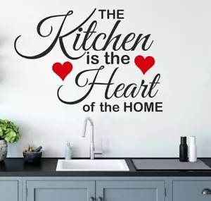 Wall Art Stickers The Kitchen is the Heart Home Decals Kitchen quotes - Picture 1 of 6