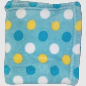 New Snugly Baby Aqua Yellow White Fleece Polka Dot Security Blanket Lovey Soft - Picture 1 of 3