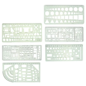 6PCS Woodworking Drawing Template Architect Scale Ruler Geometric Measuring - Picture 1 of 12