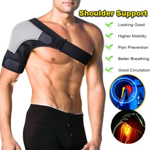 Adjustable Shoulder Brace Pain Relief Compression Sleeve Sprains Rotator Cuff US - Picture 1 of 19
