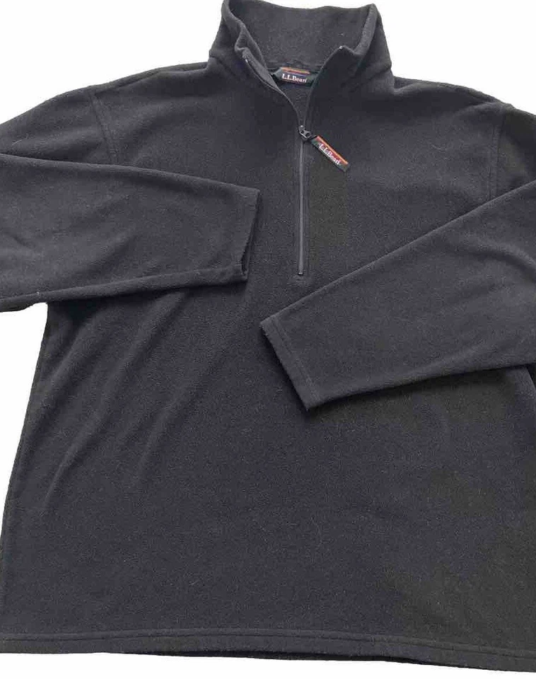 LL Bean Polartec Cuarto Cremallera Polar Pullover Sudadera Para Hombre’s L Negro Logo Pestaña Foto 1 de 4