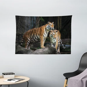 Animal Tapestry Tiger Couple in Jungle Print Wall Hanging Decor 60Wx40L Inches - Picture 1 of 1