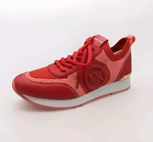 Zapatilla deportiva Michael Kors Jenkins tejida elástica talla 9,5 Charm Bombe, rojo brillante - Imagen 1 de 15