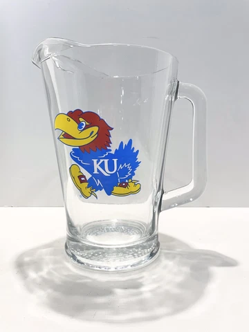 KU Kansas University Glass Pitcher Beer College Basketball Jayhawks 8 3/4” Cover