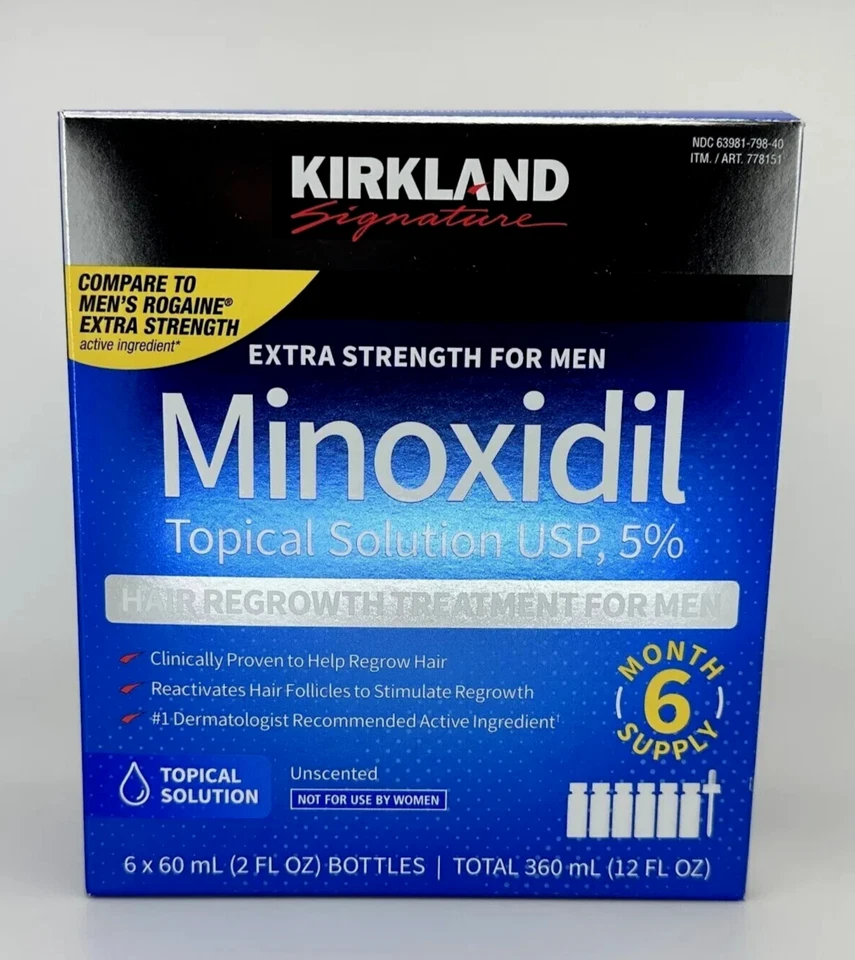 Kirkland Signature Minoxidil 5% Men Hair Regrowth Solution 6 Month Bottles - Image 1 of 1