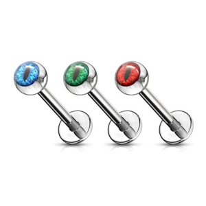 3- 16 GA 5/16" Snake Eye Inlaid Ball Studs Labret Monroe Cartilage Barbell L188 - Picture 1 of 3
