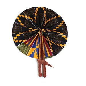Handheld Fan | Leather Strap | Handmade, African Print, Lightweight Hand Fan.