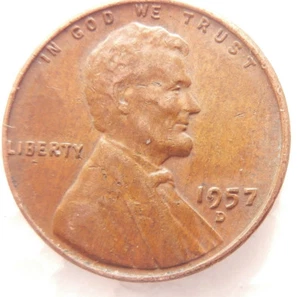 1957 D Penny di grano "Errore" lega impropria / Die Chip M.M. - Foto 1 di 7
