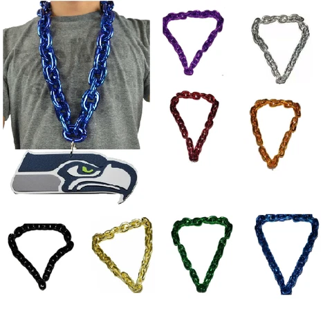 New NFL SEATTLE SEAHAWKS Fan Chain Necklace Foam - PICK YOUR CHAIN COLOR Cover