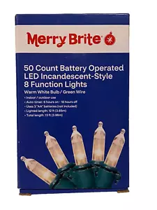 Merry Brite 50 Count Battery Operated LED Incandescent-Style 8 Function Lights - Picture 1 of 9