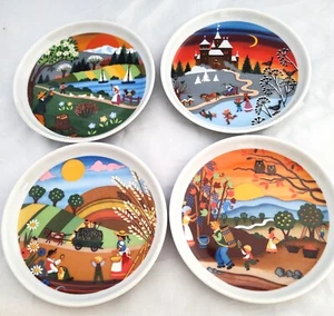 Vista Alegre Portugal Porcelain Coasters Colorful 4 Seasons (D22) - Picture 1 of 6