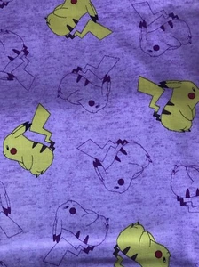 Pokemon Pikachu 100% Cotton Fabric New Design! BTHY 18”x44” Purple - Picture 1 of 2
