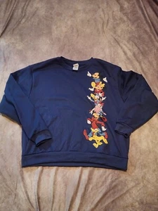 Navy Blue Disney Mickey Mouse and Friends Crewneck Pullover Sweater Sweatshirt L - Picture 1 of 10