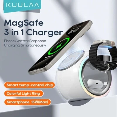 KUULAA 3 in 1 Magsafe Magnetic Fast Wireless Charging Stand Charger - Image 1 of 4