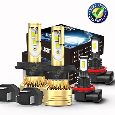 LED Headlight Bulbs +Fog Light 6000K Combo 4 Kit For Suzuki Swift 2007-2016 2019 - Image 1 of 4