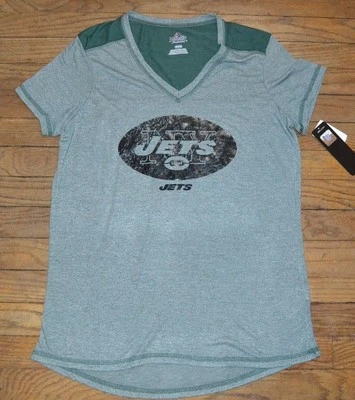 Camiseta New York JETS Oficial Licenciada TEAM APPAREL Feminina Decote V NFL  - Imagem 1 de 2