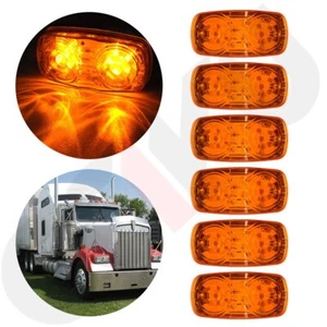 6x 4'' Rectangle Amber 12 LED Clearance Side Marker Light Truck Trailer Camper - Picture 1 of 7