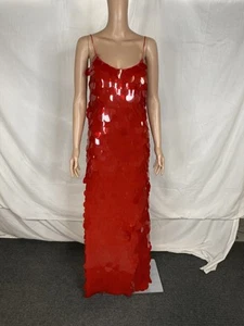 Selezza Womens Plastic Circle Disk Sleeveless Midi Dress Size M Red - Picture 1 of 16
