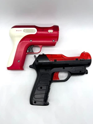 Sony PlayStation Pistole Gun Aufsatz für PS3 Move Motion Controller Rot Weiß - Bild 1 von 2