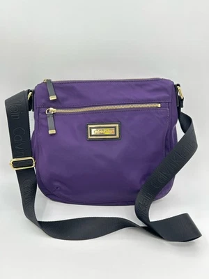 CALVIN KLEIN Nylon Crossbody Purse Purple WMN Handbag Shoulder Bag Pockets Light - Image 1 of 4