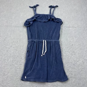 Polo Ralph Lauren Dress Girl's XL 16 Blue Ruffled Terry Cover-Up Pool Beach Swim - Picture 1 of 11