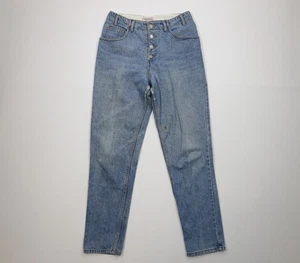 Vtg 90s Guess Mens 30x32 Thrashed Button Fly Tapered Leg Denim Jeans Blue USA - Picture 1 of 14