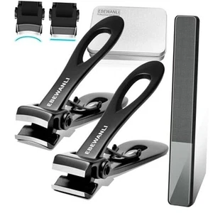 Toe Nail Clippers for Men, Wide Jaw Toe 3 Piece Set (Straight+Curved Blade) - Picture 1 of 7