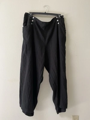 Pantalones Bryan Walker 100% Lino 3X Color Negro Pull On Nuevo Con Etiquetas Parte Cintura Elástica Foto 1 de 4