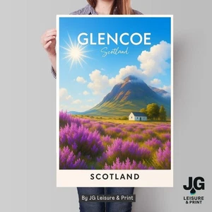 Glencoe Scotland Travel Poster A1 Print | Highlands Wall Art - Picture 1 of 3