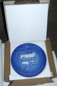 BING & GRONDAHL COPENHAGEN PORZELLAN DÄNEMARK WEIHNACHTSTELLER 1985 KATZE IN SCHEUNE - Bild 1 von 1