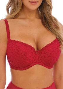 Underwired Padded Supportive Bras 36D, 36DD FANTASIE Red Bra Ana Half Cup - Picture 1 of 4