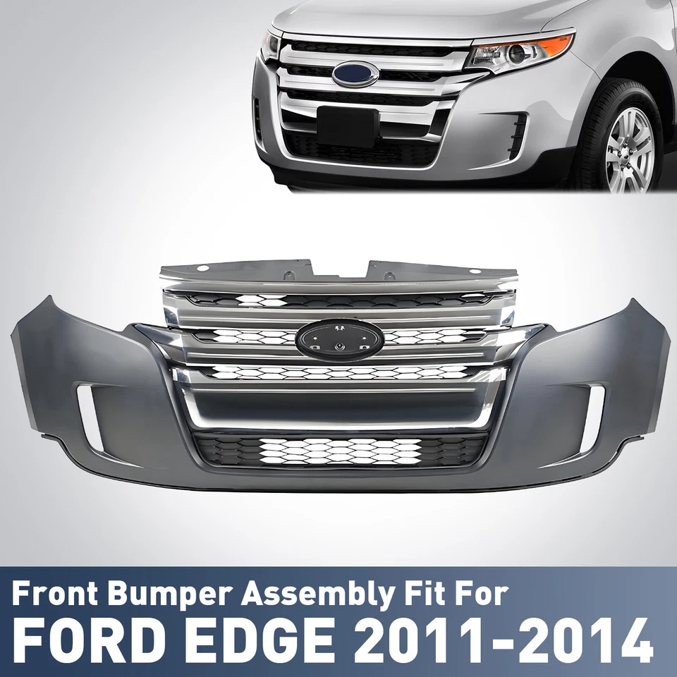 Front Bumper Cover Assembly Grille Kit Grill For 2011 2012 2013 2014 Ford Edge - Image 1 of 4